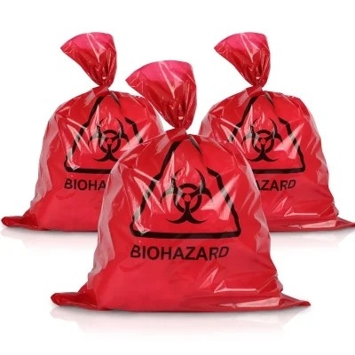 Red LDPE / HDPE Medical Biohazard Waste Disposal Bags