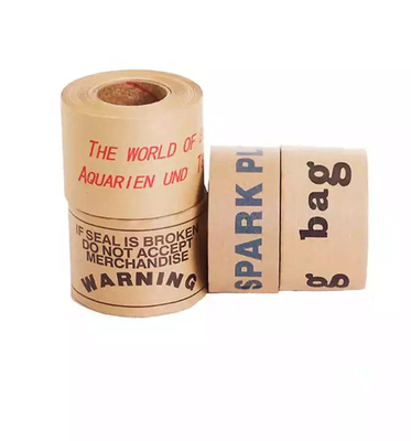Printed Brown Hydroreactive Kraft Paper Tape , Biodegradable Sealing Packing Tape